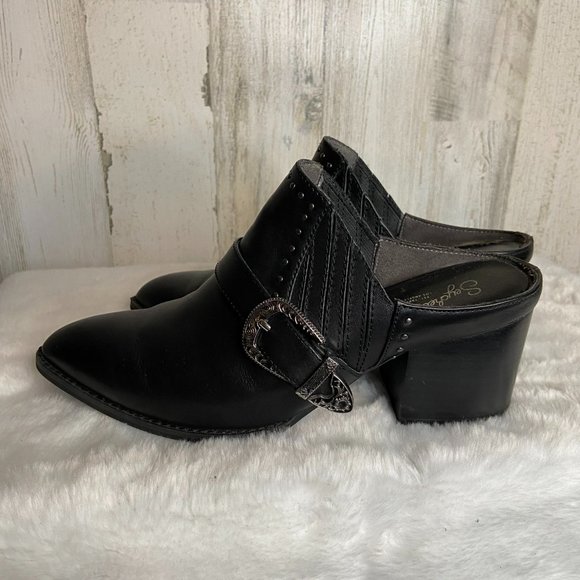 Seychelles Women's Size 7.5 Western Moto Mules Pointed Toe Slip On Heels Shoes - Picture 4 of 11